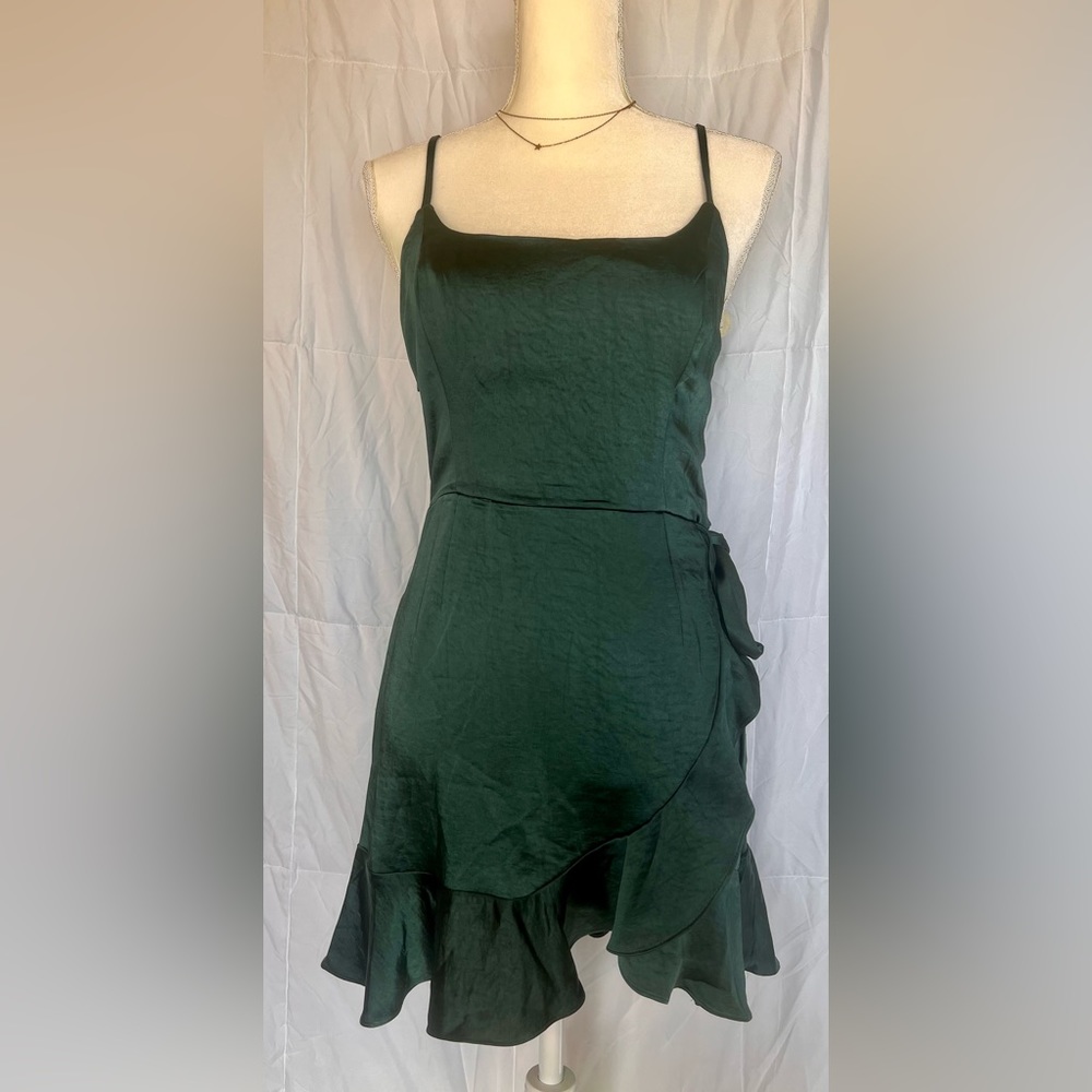 Green Dress with Peplum Skirt